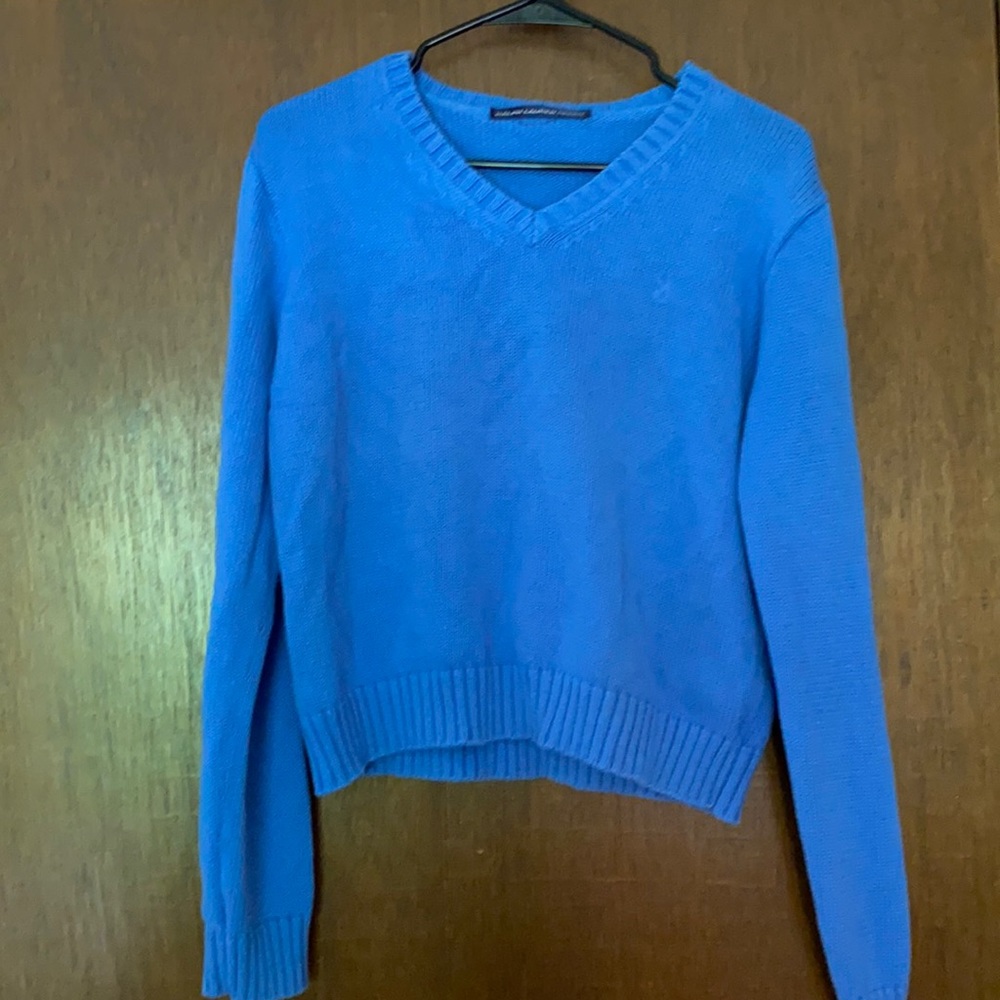Ralph Lauren Sport cropped cornflower blue sweater